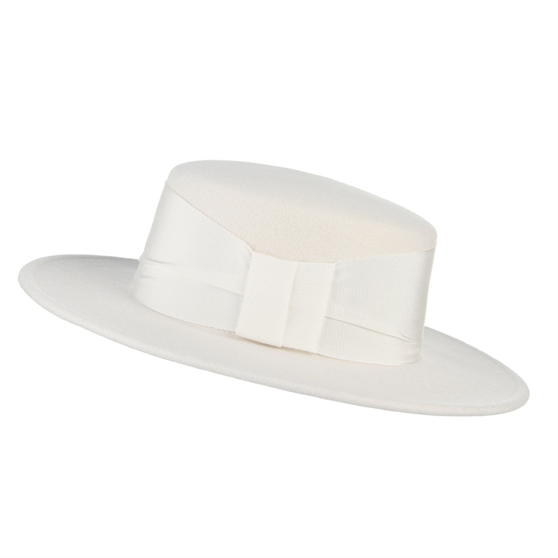 Fedora Hat Wool - 100% 울 화이트 가을 겨울 페도라