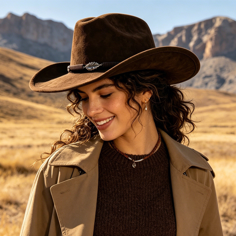 Fedora Hat Wool - 웨스턴 카우보이 스타일 파나마 울 펠트