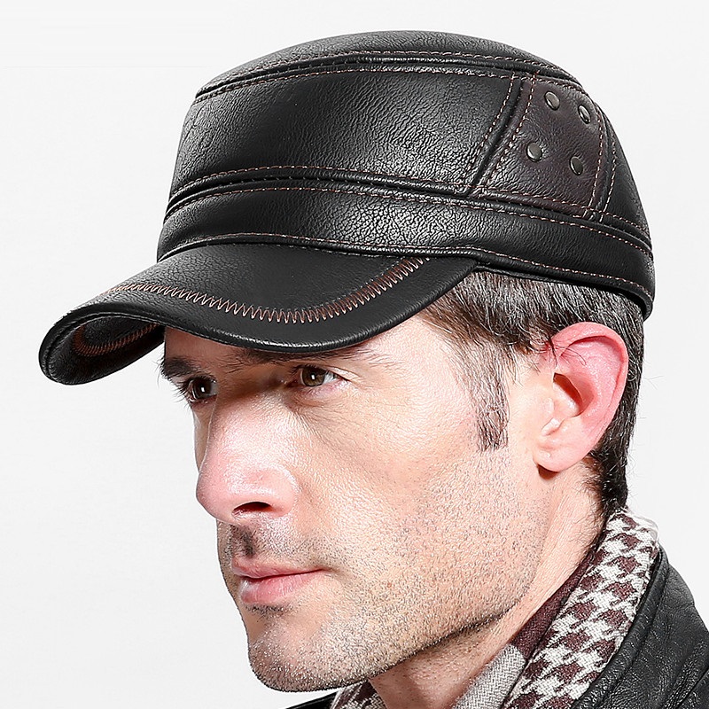 Cowskin 정품 가죽 야구 모자 남자 따뜻한 귀고리 - Baseball Cap Structured 리뷰 및 가격