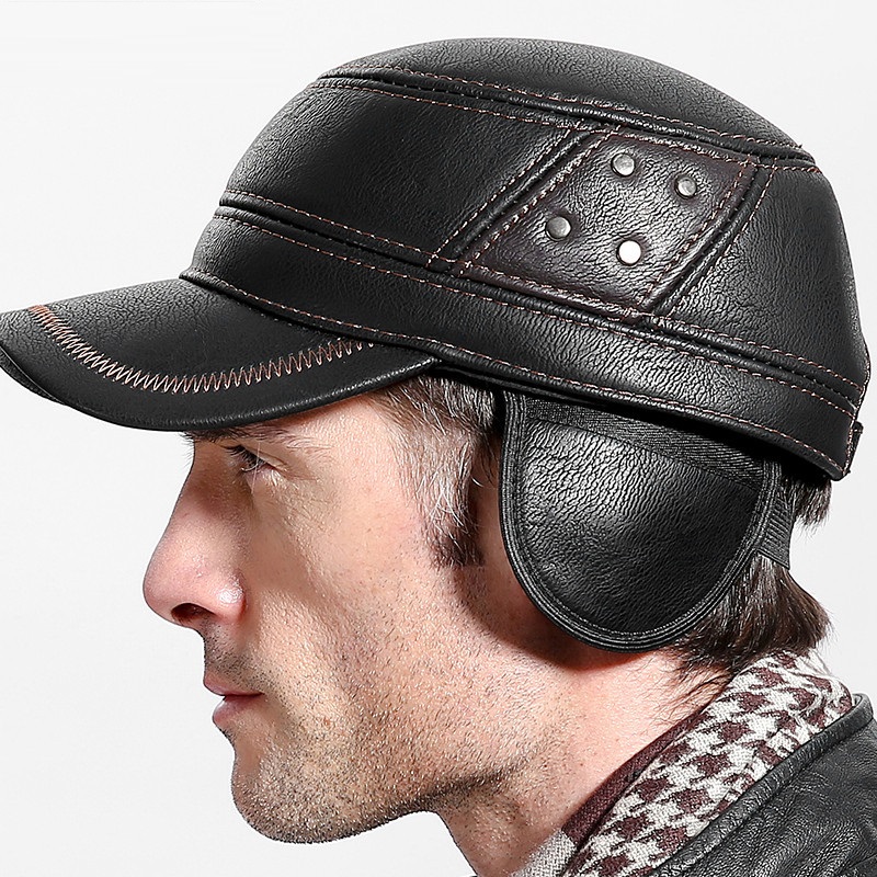 Cowskin 정품 가죽 야구 모자 남자 따뜻한 귀고리 - Baseball Cap Structured 리뷰 및 가격