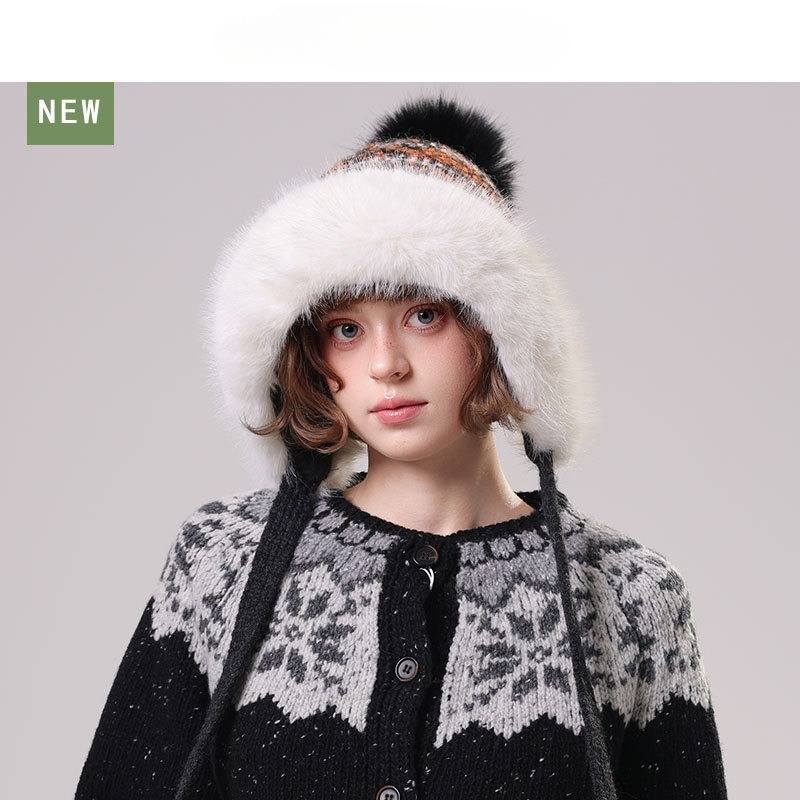 여성용 퍼 폼폼과 귀덮개가 있는 퍼지 니트 트래퍼 모자 - Trapper Hat Ear Flap 리뷰 및 가격